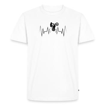 Heartbeat Cross Motorcycle Silhouette - Men's Premium Organic T-Shirt - white - Front - Nico (187cm)