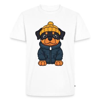 Rottweiler Dog Winter - Men's Premium Organic T-Shirt - white - Front - Nico (187cm)