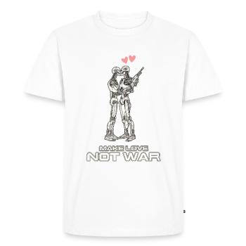 Make Love not war - Men's Premium Organic T-Shirt - white - Front - Nico (187cm)