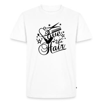 L'amour est dans les cheveux (coiffeur, B, 1c) - T-shirt Premium bio Homme - blanc - Devant - Nico (187cm)