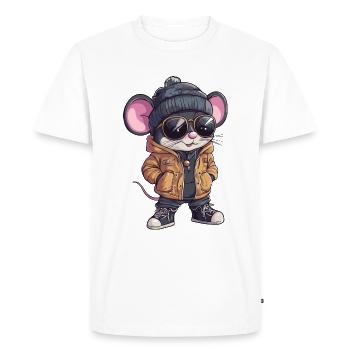 Mouse Winter - Men's Premium Organic T-Shirt - white - Front - Nico (187cm)