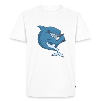 Musculation requin fitness haltère drôle - T-shirt Premium bio Homme - blanc - Devant - Nico (187cm)