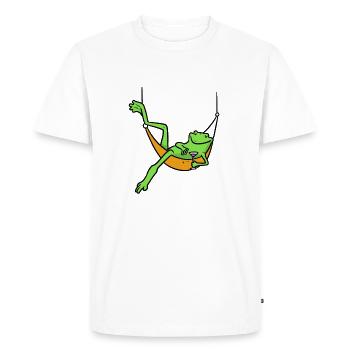 La grenouille se refroidit sur le hamac - T-shirt Premium bio Homme - blanc - Devant - Nico (187cm)