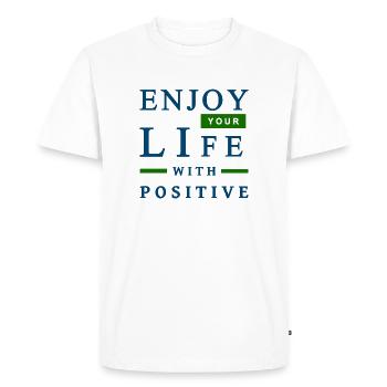 Enjoy your life with positive - T-shirt Premium bio Homme - blanc - Devant - Nico (187cm)