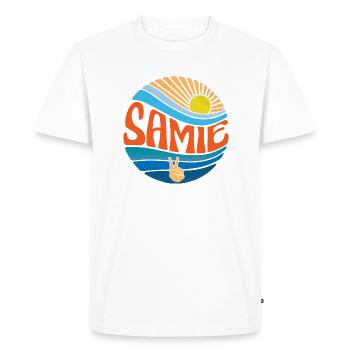 Samie Chemise Vintage Coucher de soleil Samie Groovy Cravate Dye - T-shirt Premium bio Homme - blanc - Devant - Nico (187cm)