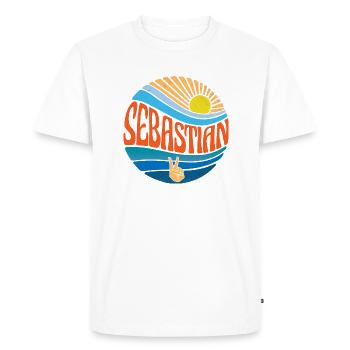 Sebastian Shirt Vintage Sunset Sebastian Groovy - Men's Premium Organic T-Shirt - white - Front - Nico (187cm)