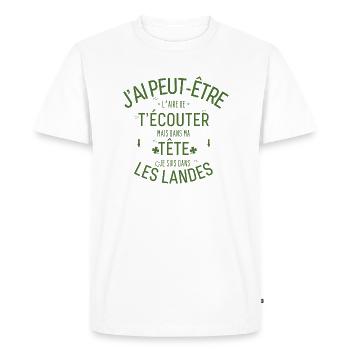 Dans ma Tête je suis Dans les Landes - T-shirt Premium bio Homme - blanc - Devant - Nico (187cm)