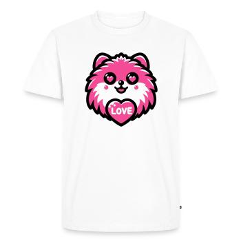 Pomeranian In Love - Men's Premium Organic T-Shirt - white - Front - Nico (187cm)
