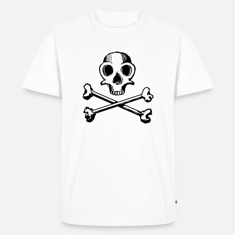 Skull and Bones 1c - Männer Premium Bio T-Shirt - Weiß