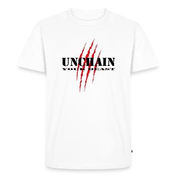Unchain your beast red - Men's Premium Organic T-Shirt - white - Front - Nico (187cm)