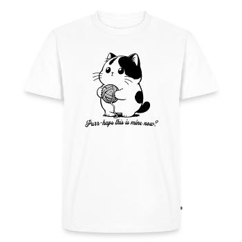 Funny Cats & Yarn Skein Design - Men's Premium Organic T-Shirt - white - Front - Nico (187cm)