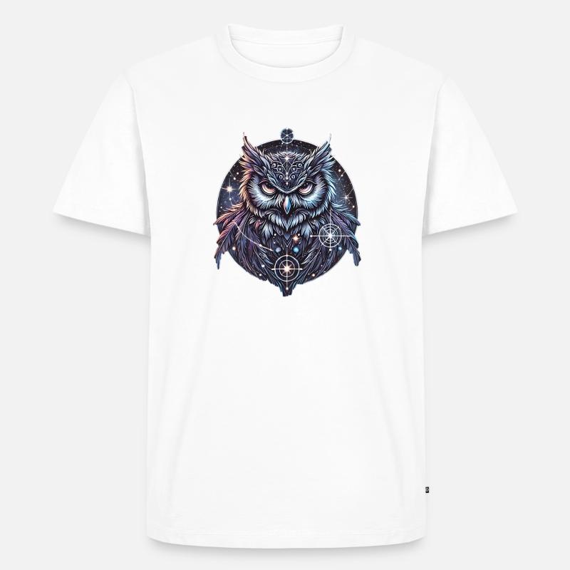 Die Eule der Nacht - Männer Premium Bio T-Shirt - Weiß