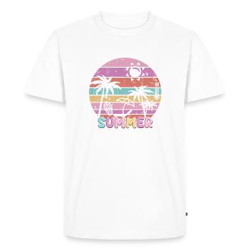 Été Palmiers Plage Se détendre Vacances Coucher de soleil - T-shirt Premium bio Homme - blanc - Devant - Nico (187cm)