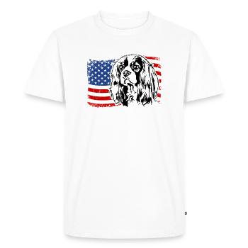 Cavalier King Charles Spaniel Drapeau de l’Amérique des États-Unis - T-shirt Premium bio Homme - blanc - Devant - Nico (187cm)