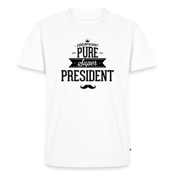 100% Super President - Men's Premium Organic T-Shirt - white - Front - Nico (187cm)