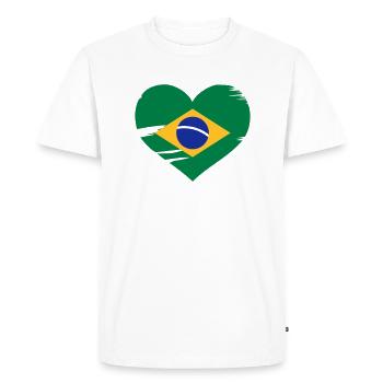 J’aime Brasil - coeur drapeau Brésil - T-shirt Premium bio Homme - blanc - Devant - Nico (187cm)