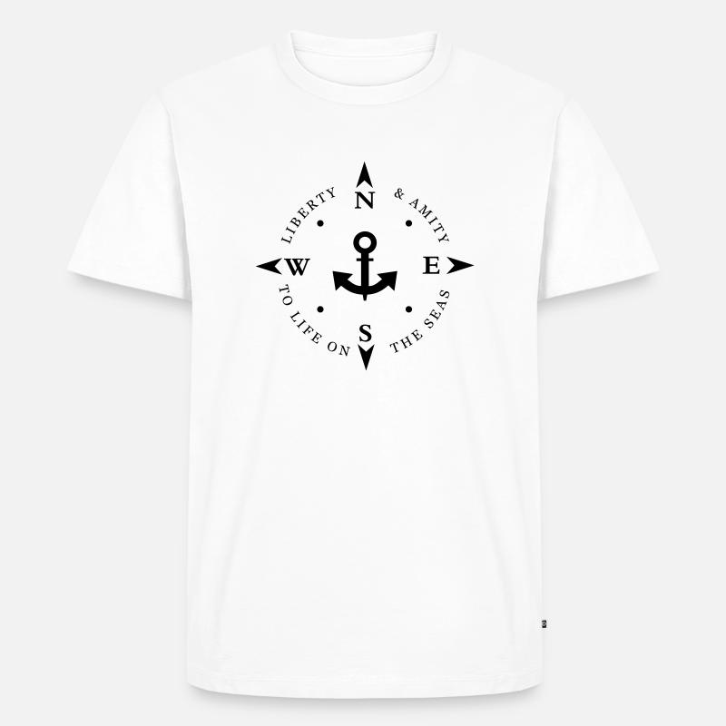 Seefahrer, Segler, Boot, Anker, Freiheit - Männer Premium Bio T-Shirt - Weiß