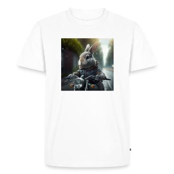 Rabbit Ride Motorcycle Easter Easter Funny Biker - Men's Premium Organic T-Shirt - white - Front - Nico (187cm)