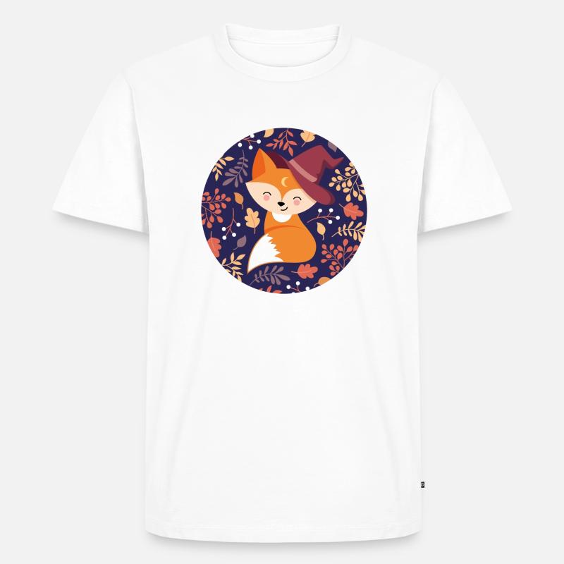 Fuchs mit Herbstmuster - Männer Premium Bio T-Shirt - Weiß