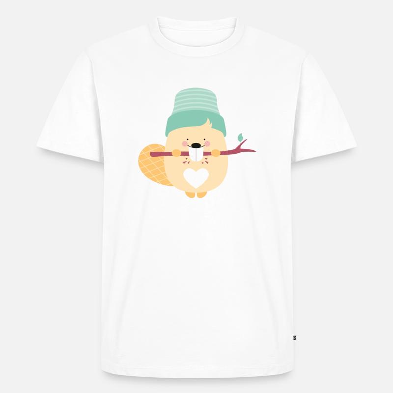 BEAVER AT WORK - Männer Premium Bio T-Shirt - Weiß