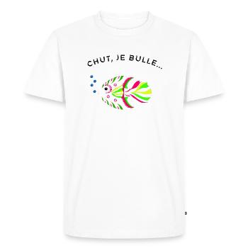 Chut je bulle... - T-shirt Premium bio Homme - blanc - Devant - Nico (187cm)