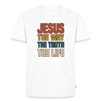 Jésus Le Chemin La Vérité La Vie - T-shirt Premium bio Homme - blanc - Devant - Nico (187cm)