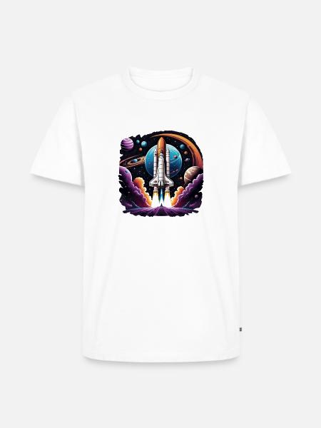 Rocket Astronaut Space Gift SpaceShuttle - Men's Premium Organic T-Shirt - white