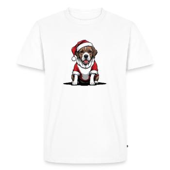 Père Noël chien Père Noël Cadeau chien - T-shirt Premium bio Homme - blanc - Devant - Nico (187cm)