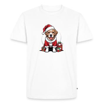 Père Noël chien Père Noël Cadeau chien - T-shirt Premium bio Homme - blanc - Devant - Nico (187cm)