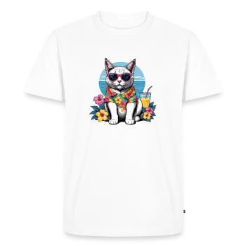 Cat Vacation Vacation Cat Vacation Hawaii Island Sea - Men's Premium Organic T-Shirt - white - Front - Nico (187cm)