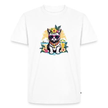 Cat Vacation Vacation Cat Vacation Hawaii Island Sea - Men's Premium Organic T-Shirt - white - Front - Nico (187cm)