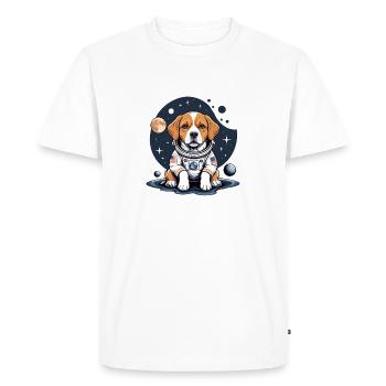 Dog Astronaut Dog Space Dog Love Gift - Men's Premium Organic T-Shirt - white - Front - Nico (187cm)