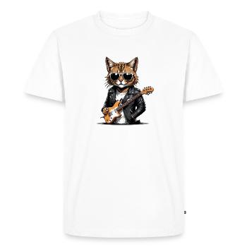 Cat Rocker Cat HardRock Gift - Men's Premium Organic T-Shirt - white - Front - Nico (187cm)