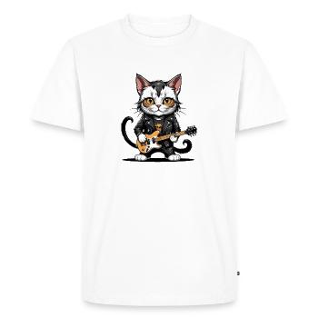 Cat Rocker Cat HardRock Gift - Men's Premium Organic T-Shirt - white - Front - Nico (187cm)