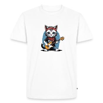 Cat Rocker Cat HardRock Gift - Men's Premium Organic T-Shirt - white - Front - Nico (187cm)