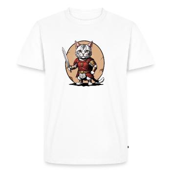 Cat Roman Warrior Cat Gift - Men's Premium Organic T-Shirt - white - Front - Nico (187cm)