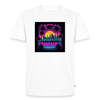 Retro City Neon Color Gift Gaming Retro World - Men's Premium Organic T-Shirt - white - Front - Nico (187cm)