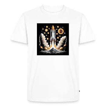 Bitcoin Crypto Crypto to the Moon Gift Rocket - Men's Premium Organic T-Shirt - white - Front - Nico (187cm)