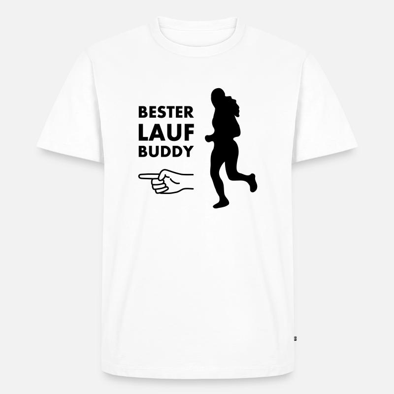 Bester Laufbuddy - Männer Premium Bio T-Shirt - Weiß