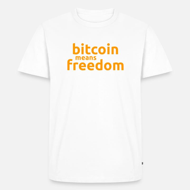 bitcoin means freedom - Männer Premium Bio T-Shirt - Weiß