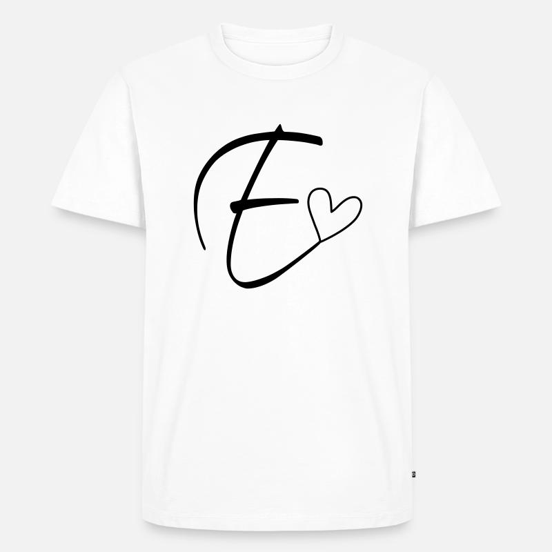 Buchstabe E Buchstabe-E Kalligrafie - Männer Premium Bio T-Shirt - Weiß