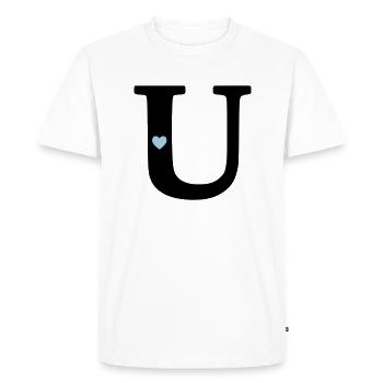Lettre U Lettre initiale - T-shirt Premium bio Homme - blanc - Devant - Nico (187cm)