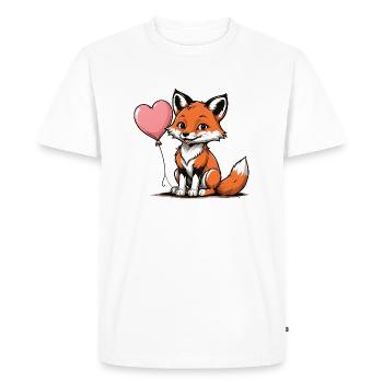 Fox Fox Heart Heart Cute Gift for Women - Men's Premium Organic T-Shirt - white - Front - Nico (187cm)