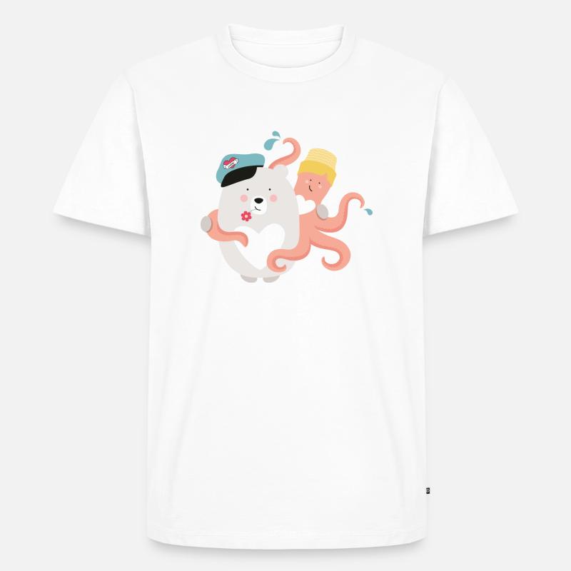 BEAR OCTOPUS FRIENDS - Männer Premium Bio T-Shirt - Weiß