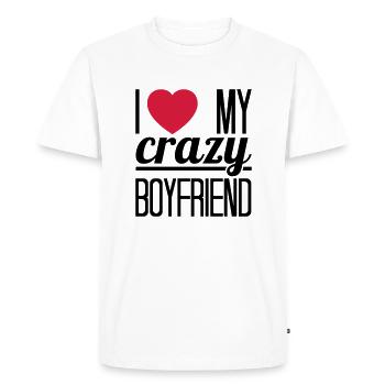 I love my crazy Boyfriend - Men's Premium Organic T-Shirt - white - Front - Nico (187cm)