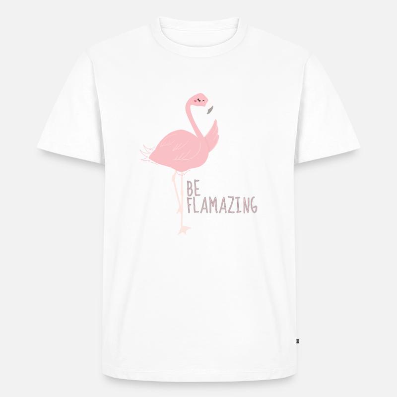 Flamingo - Männer Premium Bio T-Shirt - Weiß