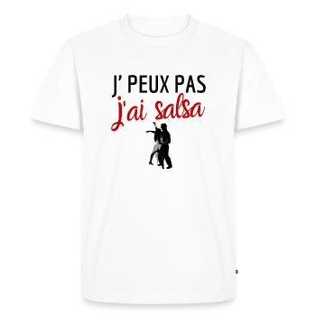 Je peux pas j'ai salsa humour - T-shirt Premium bio Homme - blanc - Devant - Nico (187cm)