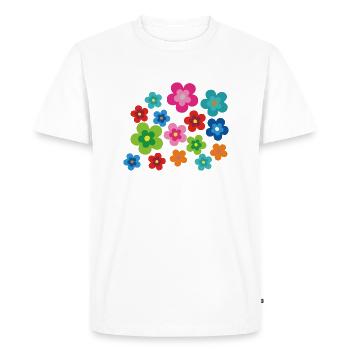 Hippie Flowers Flower Power Gift 70s Love - Men's Premium Organic T-Shirt - white - Front - Nico (187cm)