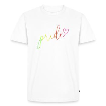 Pride Arc-en-ciel Couleurs Police - T-shirt Premium bio Homme - blanc - Devant - Nico (187cm)