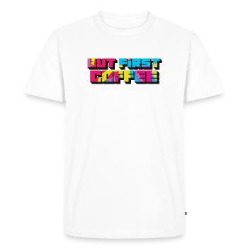 But first Coffee - Retro coffee lover saying - Men's Premium Organic T-Shirt - white - Front - Nico (187cm)